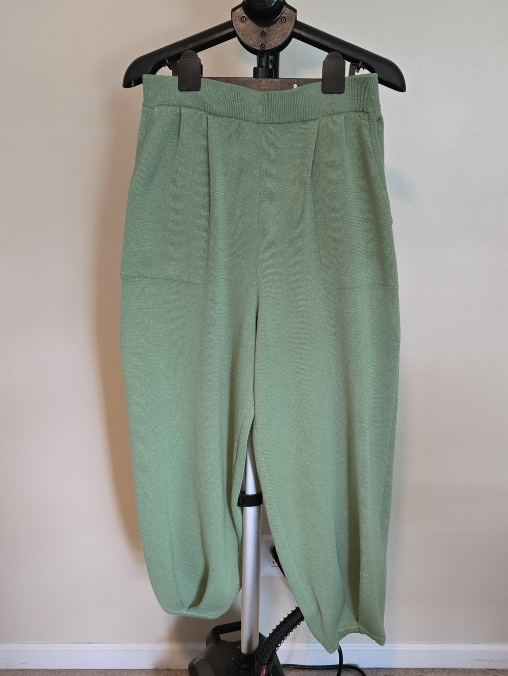 Relaxed High-Rise Track Pants in Sage Green